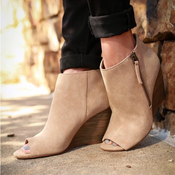 Understated Collection Peep Toe Wedge Ankle Bootie - Picture 4 of 4